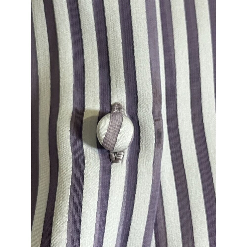 Retro Striped Blouse 10 Purple Classic Old Money Preppy Chic Artsy Boho Glam 80s - Picture 5 of 11